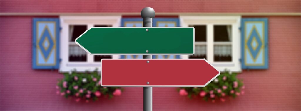 advocate, this way that way signs