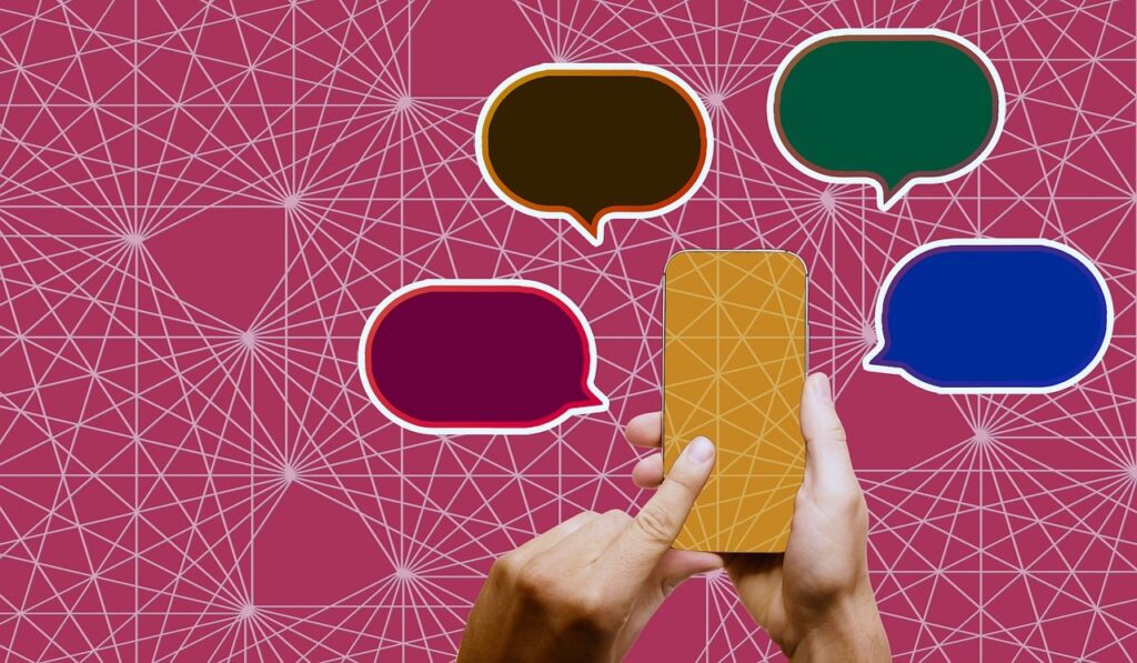 social media growth, phone with comment bubbles